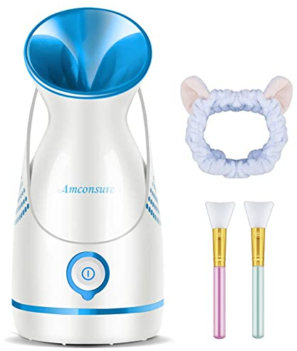 Amconsure Facial Steamer - Nano Ionic Face Steamer Warm Mist Steamer for Home Sauna SPA, Humidifier for Deep Cleaning Unclogs Pores Sinuses(Blue)