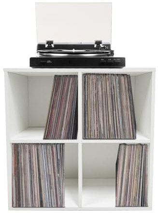 VDD Armario de almacenamiento para placas de vinilo, 4 compartimentos, color blanco