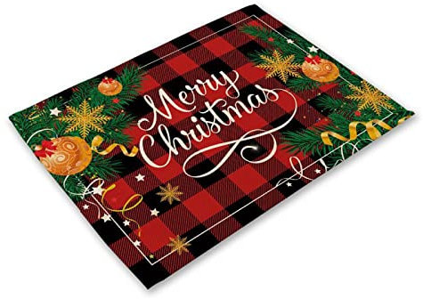 Salvamanteles Navidad Dorada Juego de 4 Manteles Individuales bajoplatos Aislante Calor Lino Antimanchas Antideslizantes decoración Mesa Comedor Cocina 45X30cm
