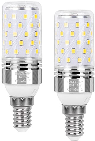 SanGlory E14 LED Leuchtmittel 9 W 5000 K, entspricht 80 W Glühbirne, 950 lm, Maislampe E14, kaltweiß, Abstrahlwinkel 360 °, LED-Leuchtmittel E14, Mais, nicht dimmbar, 2er-Pack