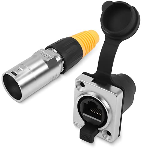 QIANRENON RJ45 Waterproof Network Connector CAT6 RJ45 Panel Mount Outdoor Waterproof Adapter RJ45 Industrial Network Coupler Assembly,Waterproof IP65, (180° Straight Through Socket + Plug End Sleeve)