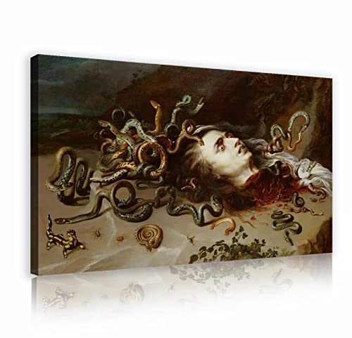 Deertweet Home Peter Paul Rubens Leinwand Wandkunst Bild Kopf der Medusa Moderne abstrakte Malerei Kunstwerk für Wohnzimmer Küche Büro Wanddekor 70x120cm Innenrahmen