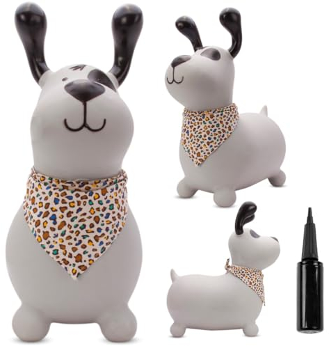 sun baby Hüpftiere ab 1 Jahr mit Pumpe aufblasbares Hüpfspielzeug aus Hochwertigem und Strapazierfähigem Gummi, Verschiedene Designs (Grauer Hund)