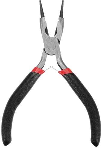 sourcing map Mini Rund Spitzzange 4.5 Konische Klaue Präzision Fein Zange | mit Schwarz Plastik Griff, für Basteln Handwerk Schmuck Herstellung