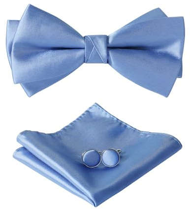 HOULIFE Fliege Herren Set Verstellbare Fliege aus Satin Vorgebunden Fliege | Verstellbares Band, Einheitsgröße für alle, Leicht zu tragen, Geschenkbox-Paket, für Party & Hochzeit
