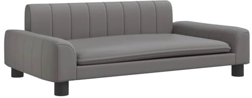 vidaXL Kindersofa, Couch für Kinder, Kindercouch mit runden Kanten, Kindersessel Minisofa Polstersofa Kindermöbel Sofa Kinderzimmer, Grau Kunstleder