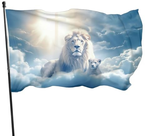 Flag Jesus Lion Cross Faith 3x5 Ft Decorative Flag Banner Suitable For Yard Outdoor Party Festivals Christmas gift