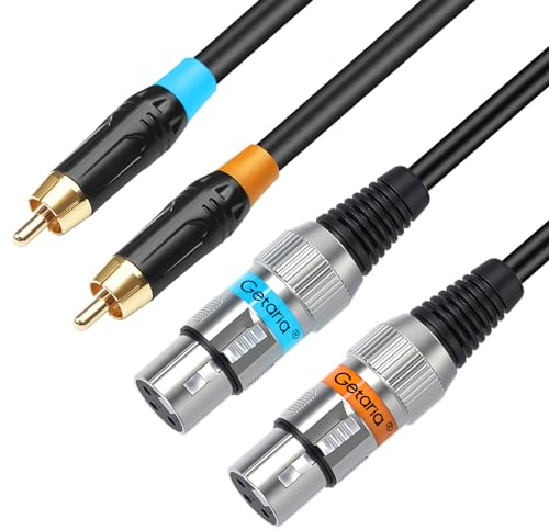 Getaria Dual Cinch auf XLR Kabel, 2 Cinch auf 2 XLR Male HiFi Stereo Audio Verbindung Mikrofonkabel Drahtschnur Pfadkabel (FEMALE, 1M)