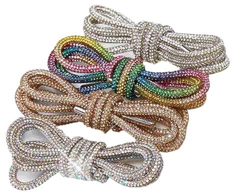 JINGTOPS 4 Stück Strass Glitzer Seil,Glitzer Schnürsenkel, Ersatz für Glänzende Hoodie Schnüre, Runde Schnürsenkel für Stiefel, Kapuze Seil Turnschuhe Laufschuhe Hoodie Bekleidungszubeh (1.2 m)