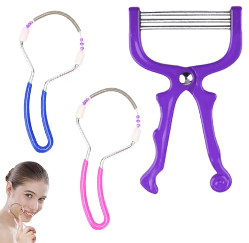 CJZZ Epilatore Viso Donna 3 Pezzi-Epilatore Viso-Epilatore per Labbra-Epilatore Facciale Primaverile-Epilatore Manuale a Molla-per Rimuovere i Peli Fini su Guance e Labbra,2 Stili