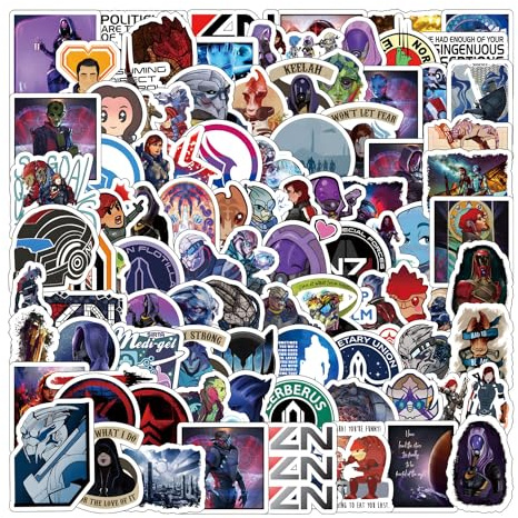 130 PCS Mass Effect Stickers Game Aesthetic Waterproof Vinyl Sticker for Water Bottle Laptop Phone Scrapbooking Journaling Gifts for Adults Teens Kids for Party Supply Favor Decor