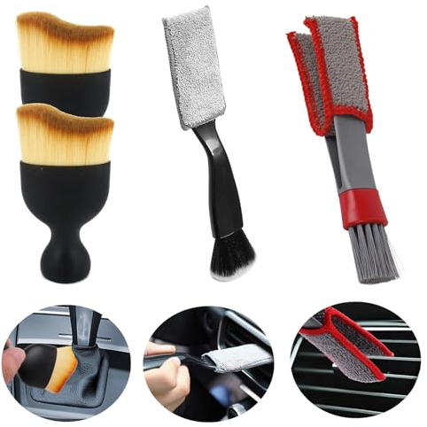 KASESSS 4Stück Reinigungspinsel Auto, Feine Detailing Pinsel Auto, Weich Pinsel Autoreinigung, Multifunktional Auto Pinsel Innenraum, Auto Innenraum Bürste für Auto Air Outlet Gap Armaturenbrett