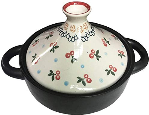 DDKYHU Home 20 cm Tajine-Topf, handgefertigt und handbemalt Tajine-Topf Home Keramik-Kochgeschirr Bleifreier Eintopf Auflauf Slow Cooker 1,5 l,A