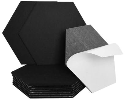 Panneaux acoustiques Home Deluxe Hexagon autocollants SILENT - Noir, lot de 20 | Panneaux insonorisants, décoration murale, absorbeurs acoustiques, panneaux acoustiques