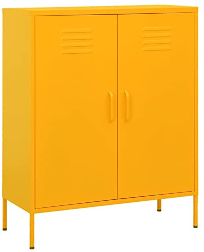 Homgoday Aufbewahrungsschrank, Metallschrank, für den Außenbereich, Metallschrank, Werkstattschrank, Aufbewahrungsschrank, Stahl, Senfgelb, 80 x 35 x 101,5 cm
