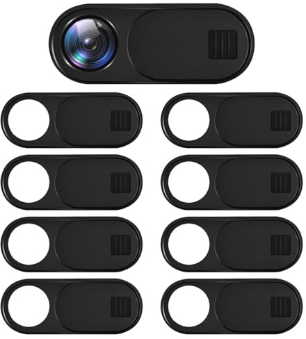 Tiryns 9 Pezzi Copri Webcam, Webcam Cover Tesla Copri Webcam PC Portatile Copri Telecamera Copertura Webcam Slider Accessori per Tesla Model 3/Y, Laptop, Smartphones, Mac, Tablet Nero