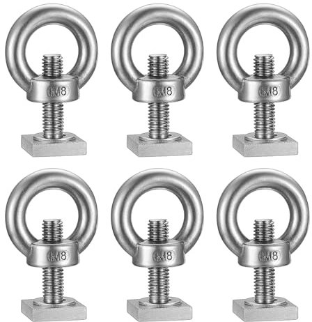 6 Pcs T Track Bolts, M8 x 30 mm Roof Rack Bolt, T Track Adapter Bolt, T-Nut Adapter T-slot Adaptor Bolts and Nuts Set with Washers, for Rail Carrier(M8, Ring)