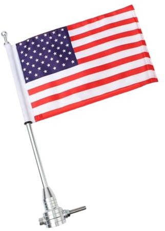 Drapeau américain avec poteau de moteur de poteau poteau avec le drapeau américain Motorcycle côté arrière Mount de drapeau américain 25x17cm