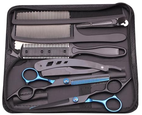 Krmoau Juego de tijeras para cortar el cabello, kit de corte de pelo para peluquero | Herramientas para el hogar Set de peluquería,Pelo Barba Recorte Modelado Aseo, Tijeras, Tijeras De Adelgazamiento
