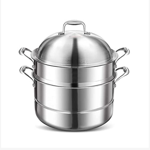 OWOHYG 304 Pentola per Cottura a Vapore/zuppa in Acciaio Inossidabile a 3 Strati per Uso Domestico con vaporiera da 32 cm di Spessore, Adatta per fornelli a Gas/fornelli a induz