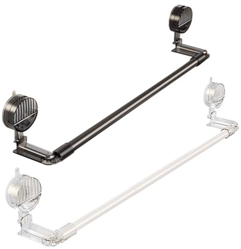 Duschstange Für Duschvorhang Teleskop Gardinenstange Mit Saugnapf Gardinenstange Ohne Bohren Tragfähigkeit 25kg Duschvorhangstange 120-210cm Verstellbare Stange Für Umkleideräume Bäder(Black)