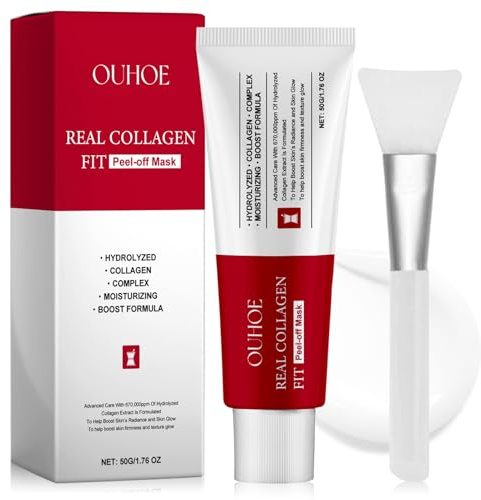Real Collagen Fit Mask, Bio Collagen Real Deep Mask, Collagen Peel off Mask, Máscara de Colágeno Overnight, Mascarilla Facial Hidratante, para Hidratación, Antiarrugas, Limpieza