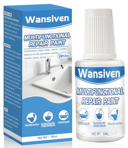 Wansiven Emaille Reparatur Lack, Badewannenlack Weiß, Schnell und Wasserfest Fliesenreparatur Lack für Badewannen, Waschbecken, Fliesen 30ml