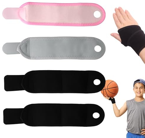 PKRFCJ Kids Wrist Brace 4 Pairs Youth Wrist Brace Night Support with Adjustable Compression Straps for Children is Sports, Sleeping (Black*2+Pink*1+Gray*1)