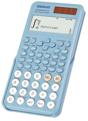 OSALO Vetenskaplig miniräknare 417 funktioner 2 rader skriven display sol- och batterikraft 10 + 2 siffror miniräknare för skolstudenter högskola sekundär blå (OS-991ES Plus 2:a utgåvan)