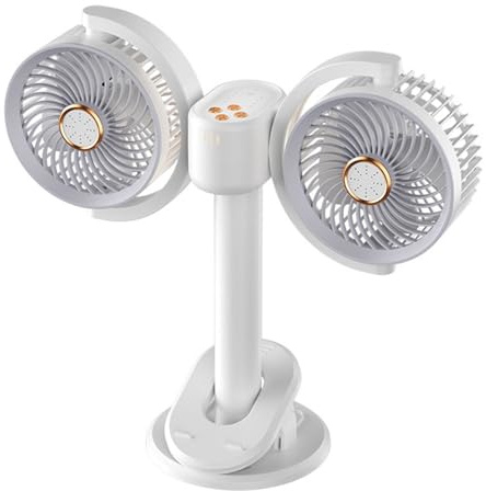 Limtula Ventilateur Bureau À Alimentation USB Double Tête Circulation avec Angles Réglables pour Ordinateur Portable Lumière Nuit Refroidissement Bureau