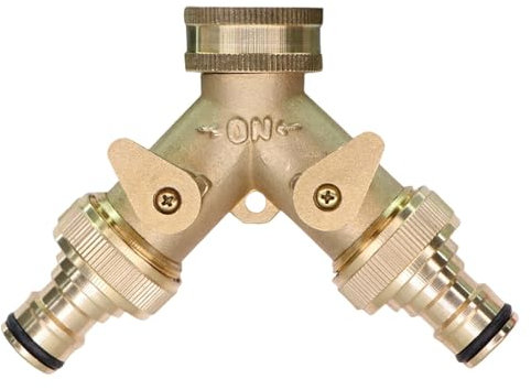 Divisor de manguera de jardín de latón de 3/4, válvula de bola de 2 vías, conector de riego tipo Y para grifo de exterior doméstico, adaptador de tubería, B, 1 unidad, 3/4''