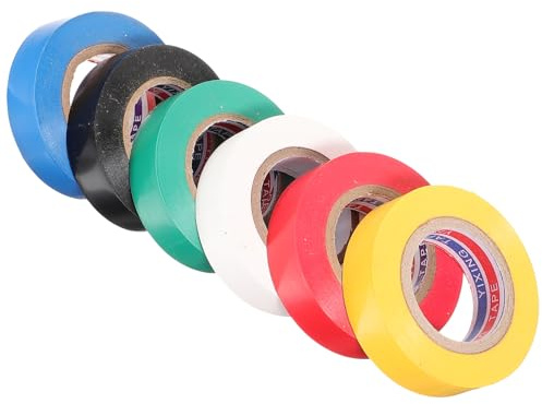 Kichvoe 6rollos Cinta Aislante Eléctrica Cintas Aislantes Para Equipos Eléctricos Adhesiva Para Cableado Casa o Trabajo