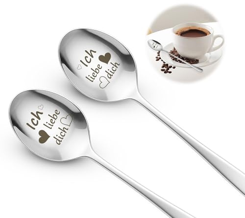 Kaffeelöffel mit Gravur, Ich Liebe Dich Löffel, für Männer, Jahrestag Geschenk für Sie und Ihn, Liebeslöffel Hochzeitstag Geschenke für Frauen Ehefrau Freundin