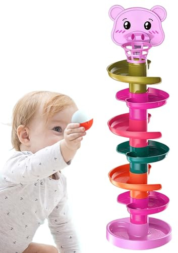 Juguete De Pista De Bolas para Niños | Educación Temprana con Lanzamiento De Pelotas En Pista | Juego De Apilamiento Y Tobogán De Esferas para 1-3 Años - Juguete De De Apilamiento Y