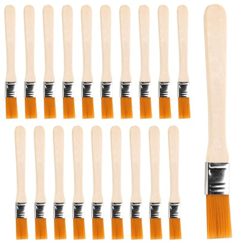 20 Pcs Paint Glue Brushes with Wooden Handles, Lasting Flux Brushe Set | 1/2 Inch Disposable Small Paint Brushes for Acrylic Oil Glue DIY Projects, Paste Brushs for Crafting Cleaning Detail Work