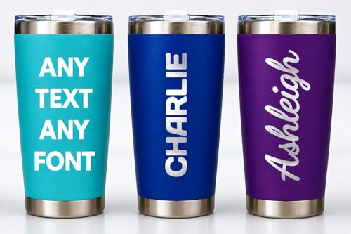 Personalised Travel Mug 500ml – Custom Engraved Tumbler, Insulated Coffee Cup Gift for Him or Her, Teacher Gift, Sports Team Mug (Dark Blue)