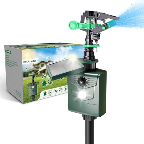 Wasserstrahl Tiervertreiber, Katzenabwehr Wasser, PIR-Bewegungsmelder Vogelabwehr, Reiherschreck für Garten & Teich, USB-Laden&Solar-Laden in Zwei Modi, Vogelschreck, Reiherabwehr, 2026 Upgrade