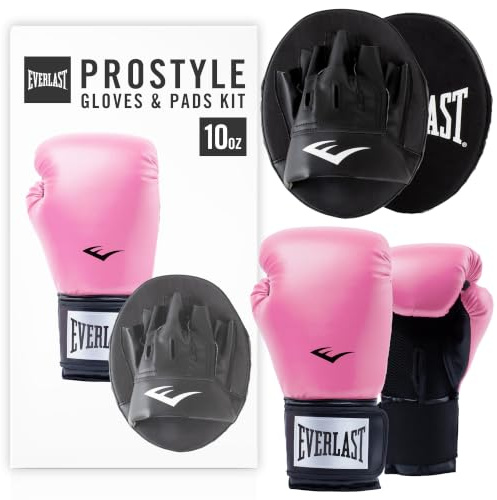 Everlast Prostyle 2 Boxhandschuhe, Pratzen-Set und Schlagpolster-Training, schaumstoffgepolsterte Boxpratzen und Handschuhe – Authentische Everlast-Ausrüstung