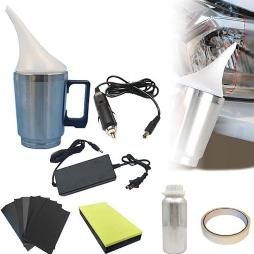 Garvee Professionelles Scheinwerfer Aufbereitungsset für Autos – Entfernt Vergilbung, Kratzer & Oxidation – 100ml Reparaturflüssigkeit enthalten – Für Karosserieteile – Inkl. Dampfbecher – EU Stecker