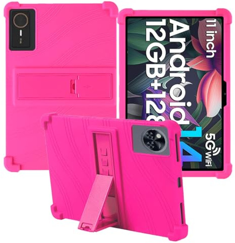 CongJiaLingXi Hülle für Telekom T Tablet 2 10.1 Zoll Tablets, Weiches Silikon Tablet Cover mit Integrierter Ständer Stoßfest Schutzhülle Fallschutz Bumper Case, Rosa