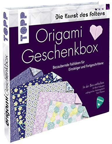 Origami Geschenkbox: Buch mit Faltanleitungen, 50 Faltblättern und einem Falz-Plektron (Buch plus Material)