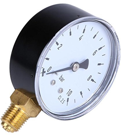 MagiDeal Manomètre à Compresseur d'air avec 1/4''NPT Raccord Fileté, Manomètre en Métal Range 0-10 bar