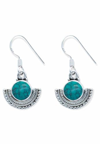 Ohrringe 925 Silber Türkis Edelstein Ohrhänger echt Silber Damen Sterling Silber Hänger Geschenk (MOH-081-15)