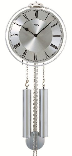 Wanduhr - AMS mit Pendel mechanisch silbern Pendeluhr mit römischen Ziffern