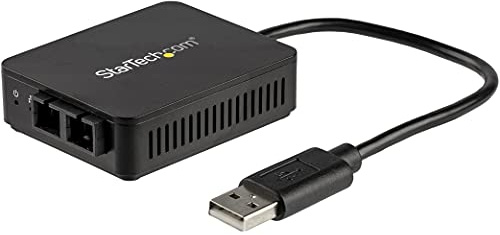 StarTech Convertisseur USB vers Fibre Optique SC, 100Mbps, 2km, MMF | Adaptateur réseau, USB 2.0, Ethernet 10/100, RJ45, Alimentation par bus, Format compact