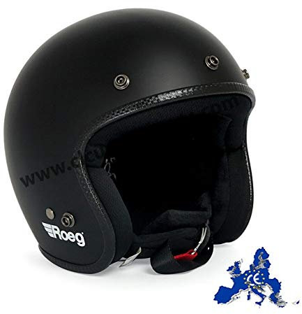 Jethelm Roeg Helmet Matte Schwarz Matt E-geprüft ECE Biker Custom Größe XL