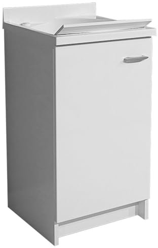 Montegrappa Mobile Lavatoio 45x50x85cm Anta ASSE in Termoplastico Marella Bianco Sinistra con Cesto