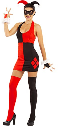 Funidelia | Vestido de Harley Quinn para mujer Superhéroes, DC Comics, Suicide Squad, Villanos - Disfraz para adultos y divertidos accesorios para Fiestas, Carnaval y Halloween - Negro