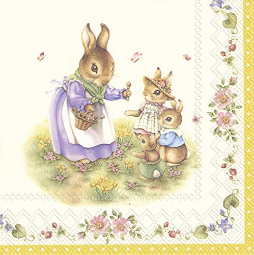 20 Servietten M?rchenhafte Hasenfamilie | Ostern | Tischdeko 33x33cm