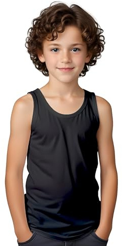 Camiseta Interior Tirantes Anchos de Colores Variados en Algodón para Niños – Camiseta íntima sin Mangas, sisas Moderna, cómoda y Suave (Negro, 1/2 Años)